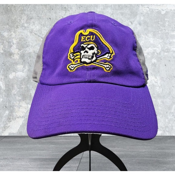 ECU East Carolina Pirates Adidas Strap Back Climalite Hat Cap Purple Gray - Picture 1 of 9